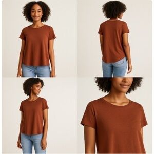 Marine Layer Swing Crew Neck Tee T-Shirt Small Sierra Brown cotton casual modal